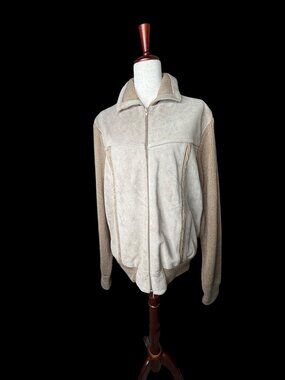 Vintage 1970s Classic Directions Suede Ribbed Knit Panels Bomber Jacket Preppy